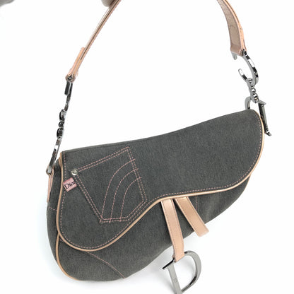 CHRISTIAN DIOR DENIM SADDLE BAG