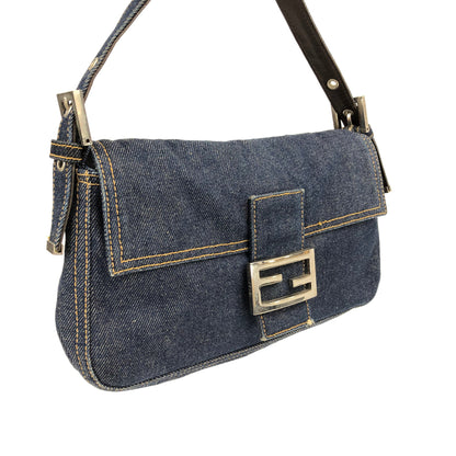 FENDI DENIM BAGUETTE BAG