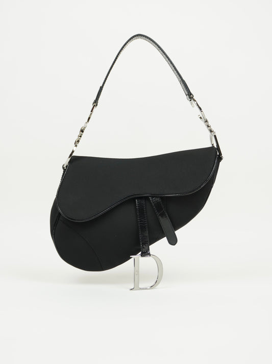 CHRISTIAN DIOR BLACK NYLON SADDLE BAG