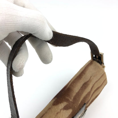 FENDI CALF HAIR BAGUETTE SHOULDER BAG