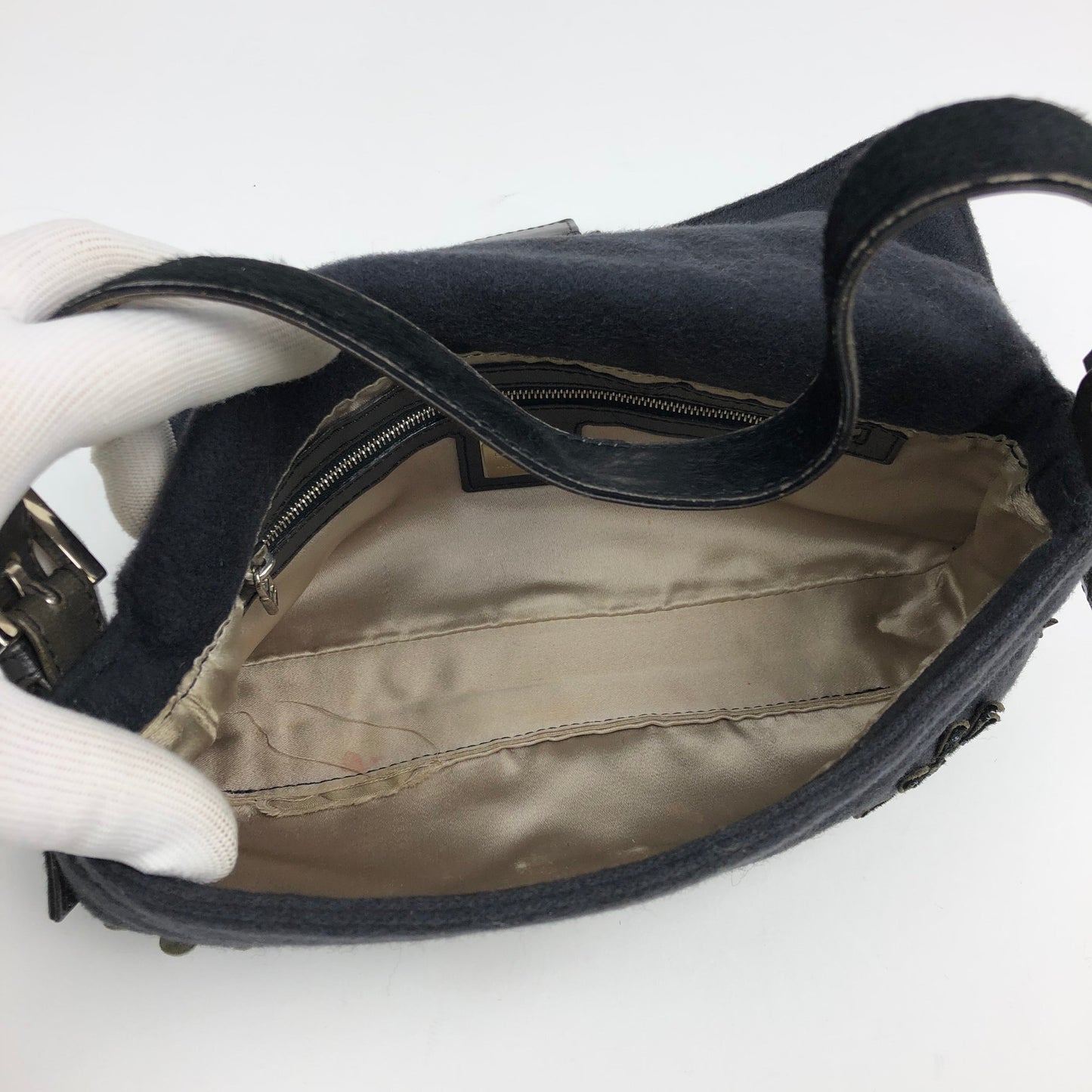 FENDI BAGUETTE WITH CALF HAIR AND BEADED DETAILING