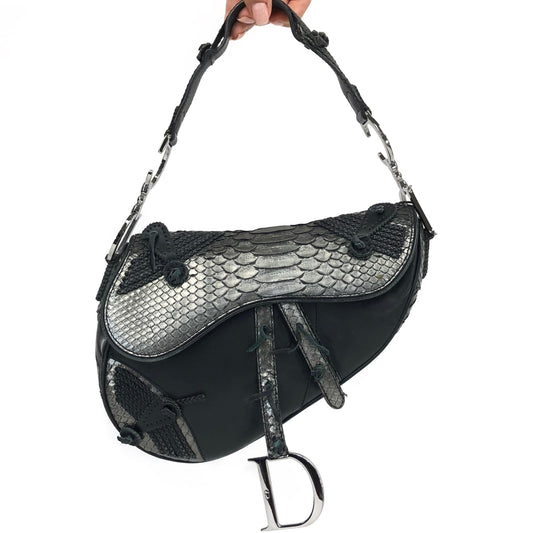 CHRISTIAN DIOR HOLLYWOOD PYTHON LEATHER SADDLE BAG