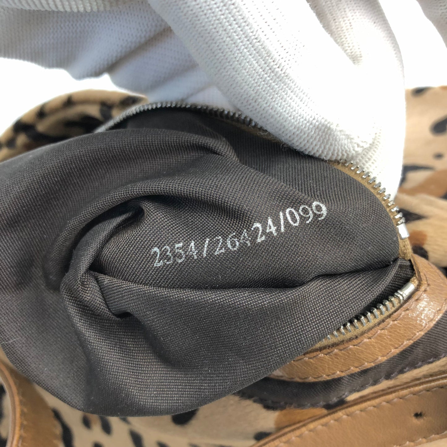 FENDI LEOPARD CALF HAIR BAGUETTE SHOULDER BAG