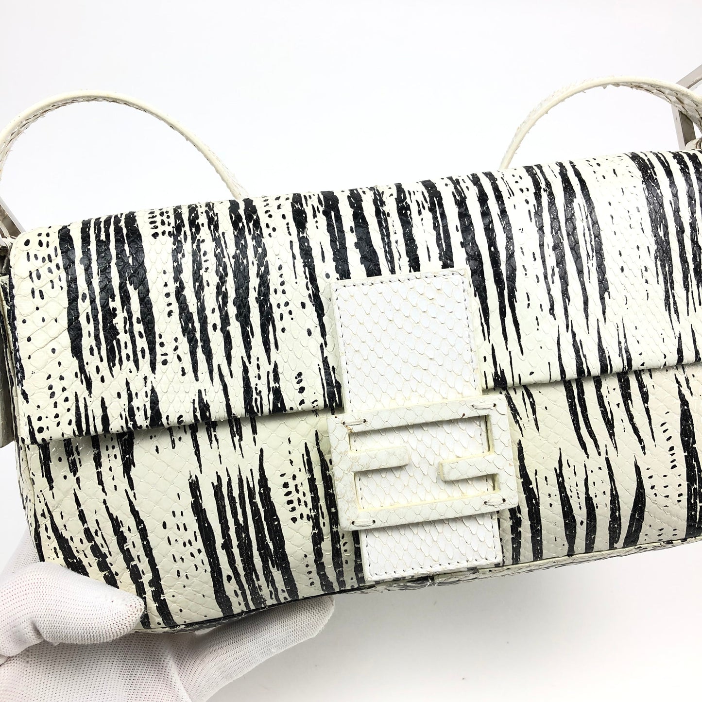 FENDI PYTHON SNAKESKIN BAGUETTE SHOULDER BAG