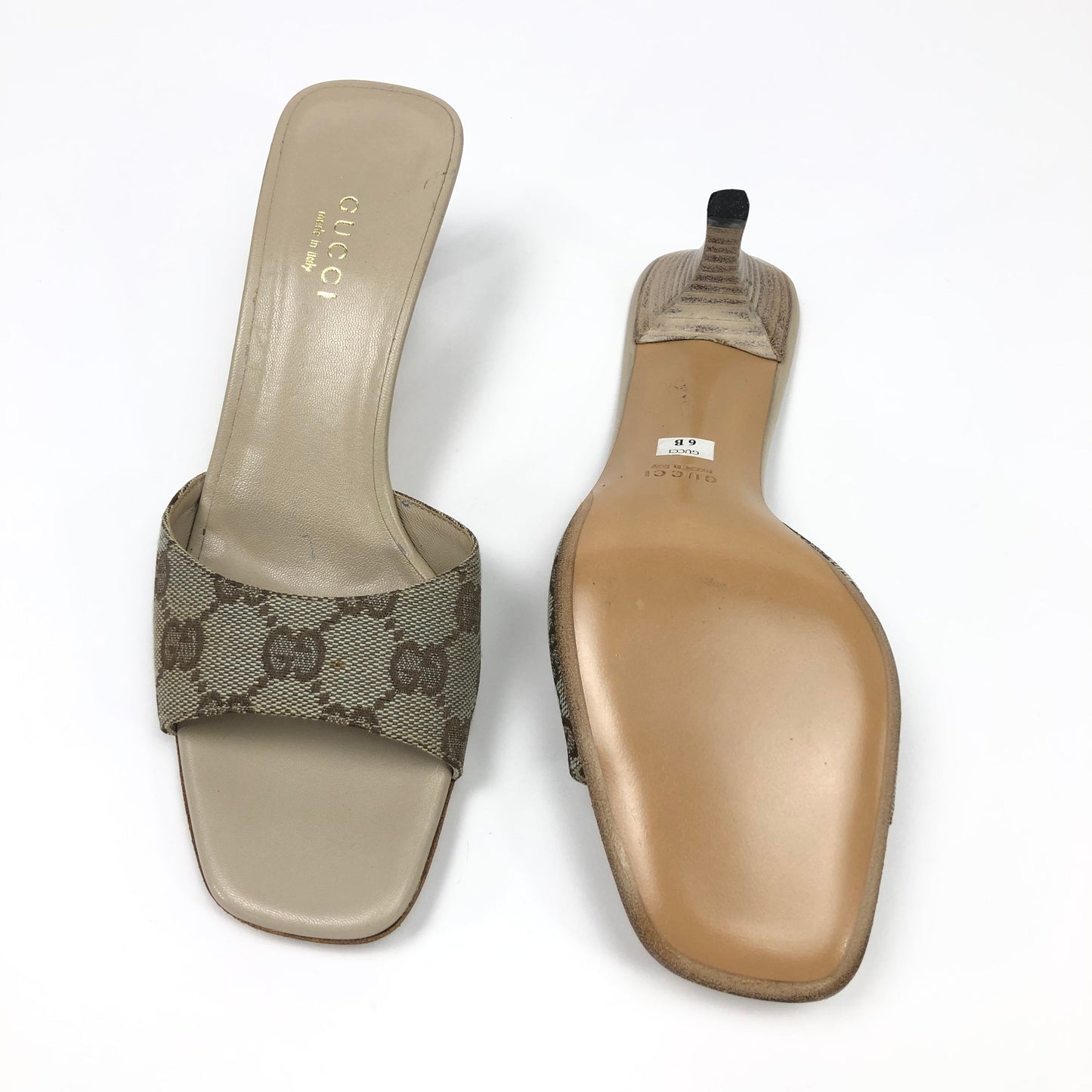 GUCCI MONOGRAM MULE HEELS