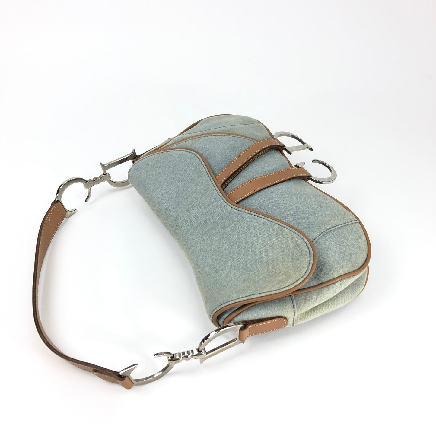 CHRISTIAN DIOR DENIM DOUBLE SADDLE BAG