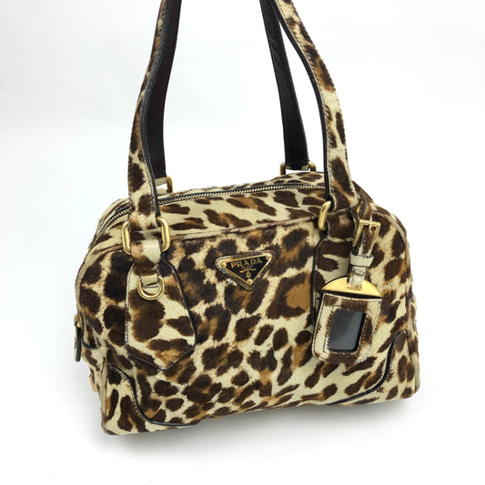 PRADA CALF HAIR LEOPARD SHOULDER BAG