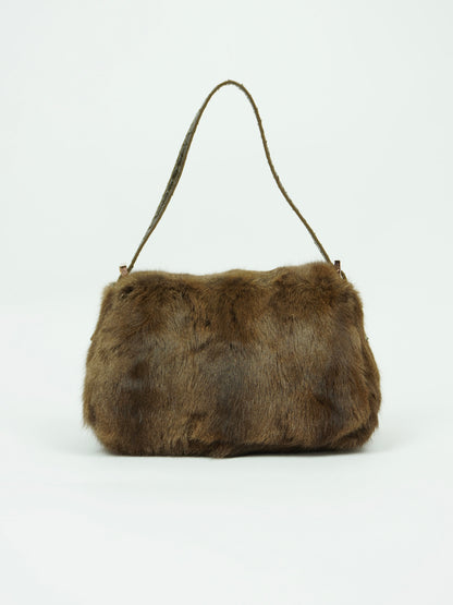 FENDI FUR BAGUETTE WITH SNAKESKIN TRIM