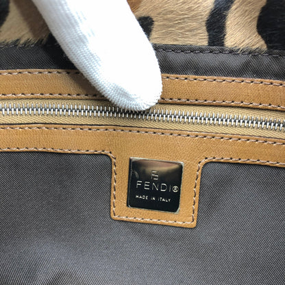 FENDI LEOPARD CALF HAIR BAGUETTE SHOULDER BAG