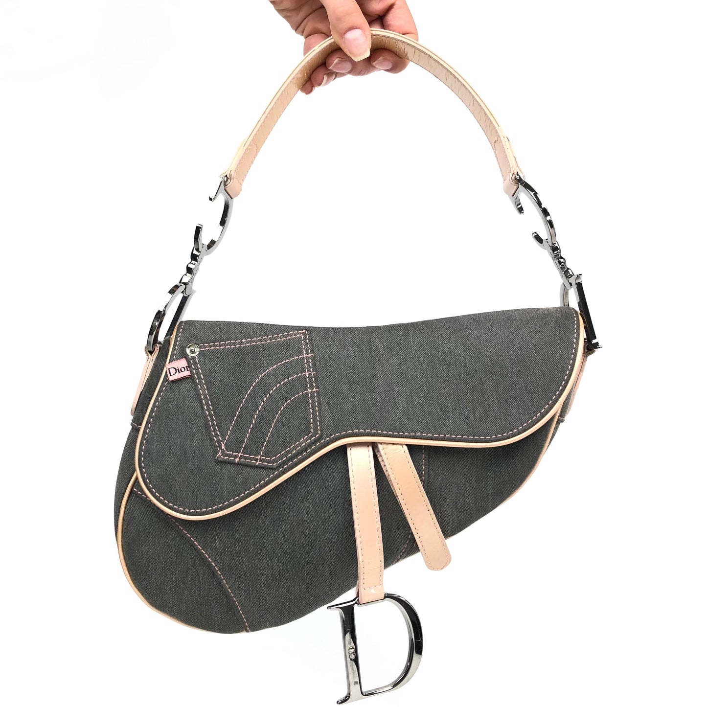 CHRISTIAN DIOR DENIM SADDLE BAG