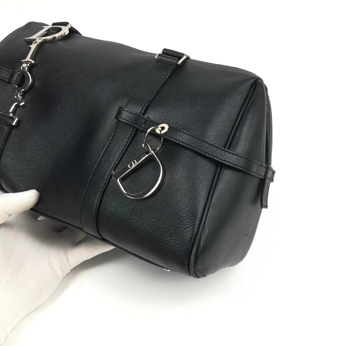 CHRISTIAN DIOR LEATHER BAG WITH SILVER HARDWARE