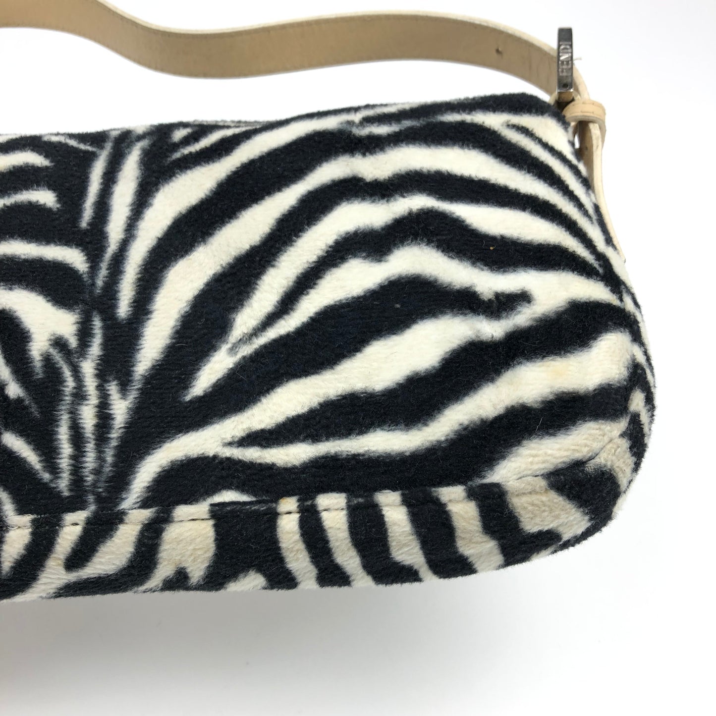 FENDI FLUFFY ZEBRA BAGUETTE SHOULDER BAG