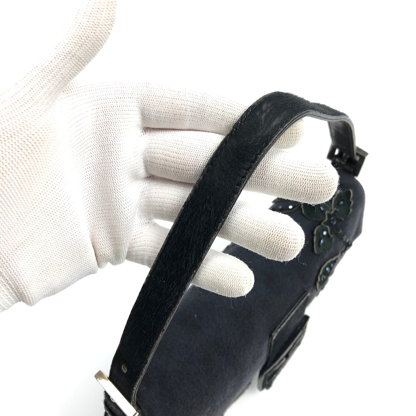 FENDI BAGUETTE WITH CALF HAIR AND BEADED DETAILING