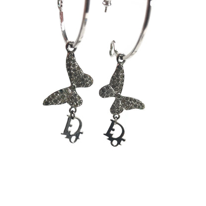 CHRISTIAN DIOR BUTTERFLY HOOP EARRINGS