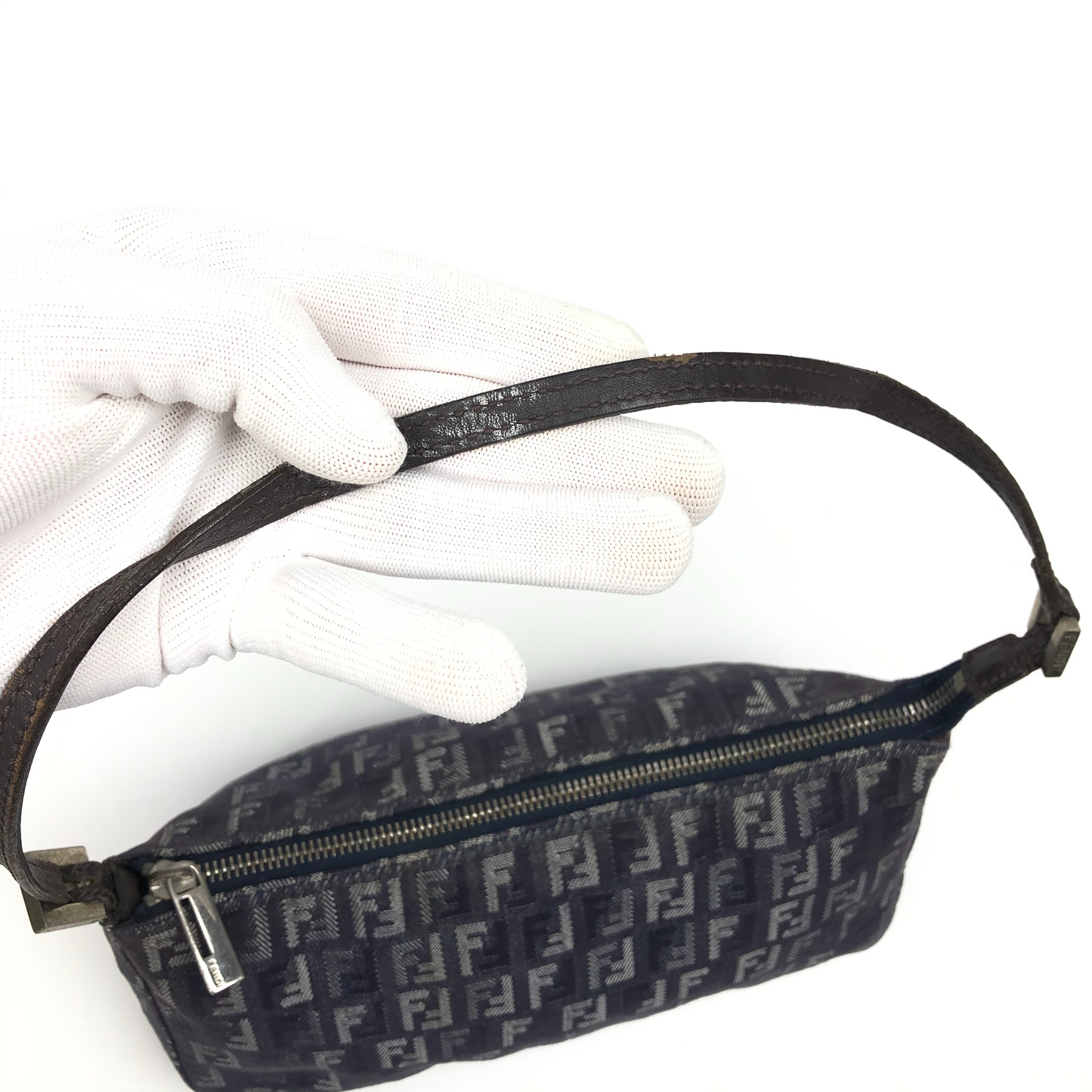 FENDI ZUCCA DENIM SHOULDER BAG