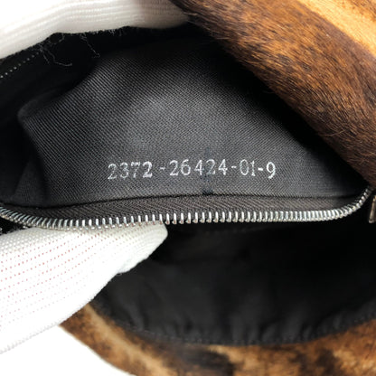 FENDI CALF HAIR BAGUETTE SHOULDER BAG