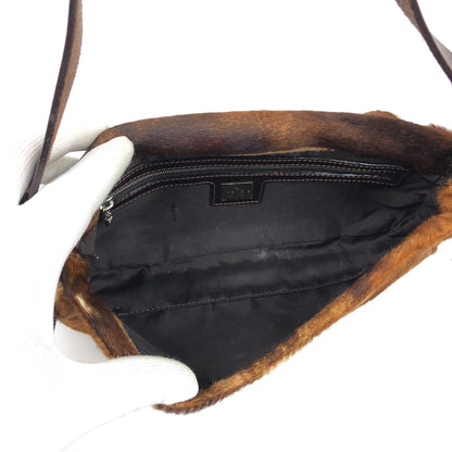 FENDI CALF HAIR BAGUETTE SHOULDER BAG