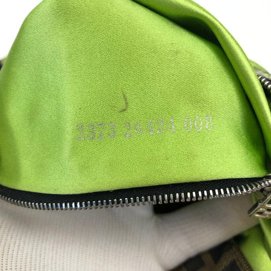 FENDI ZUCCA FLORAL BEADED BAGUETTE BAG WITH EXOTIC LIZARD DETAILING