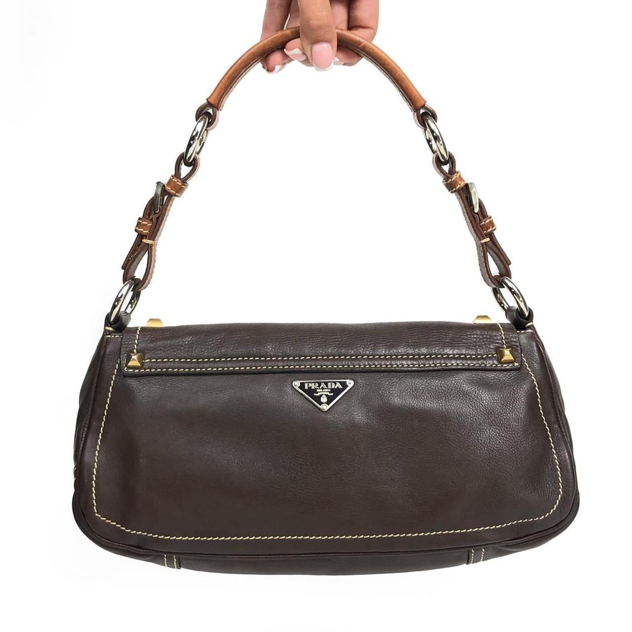PRADA LEATHER SHOULDER BAG