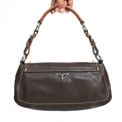 PRADA LEATHER SHOULDER BAG