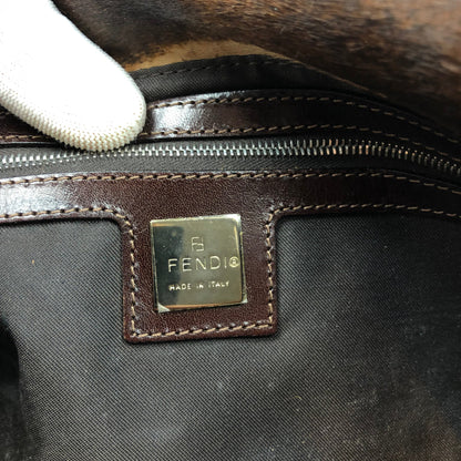 FENDI CALF HAIR BAGUETTE SHOULDER BAG