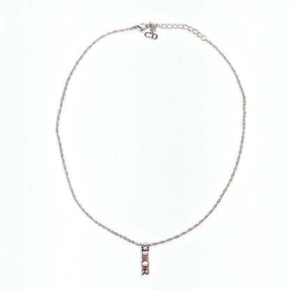 CHRISTIAN DIOR VERTICAL SPELL-OUT NECKLACE