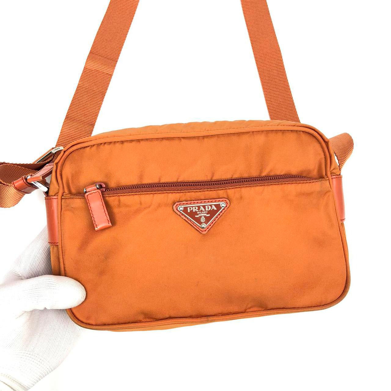 PRADA NYLON BURNT ORANGE CROSSBODY BAG