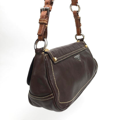 PRADA LEATHER SHOULDER BAG